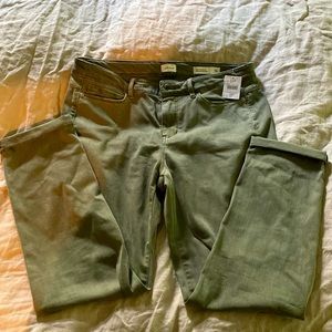 J Jill boyfriend stretch lightweight jeans moss green khaki army ankle sz 12p